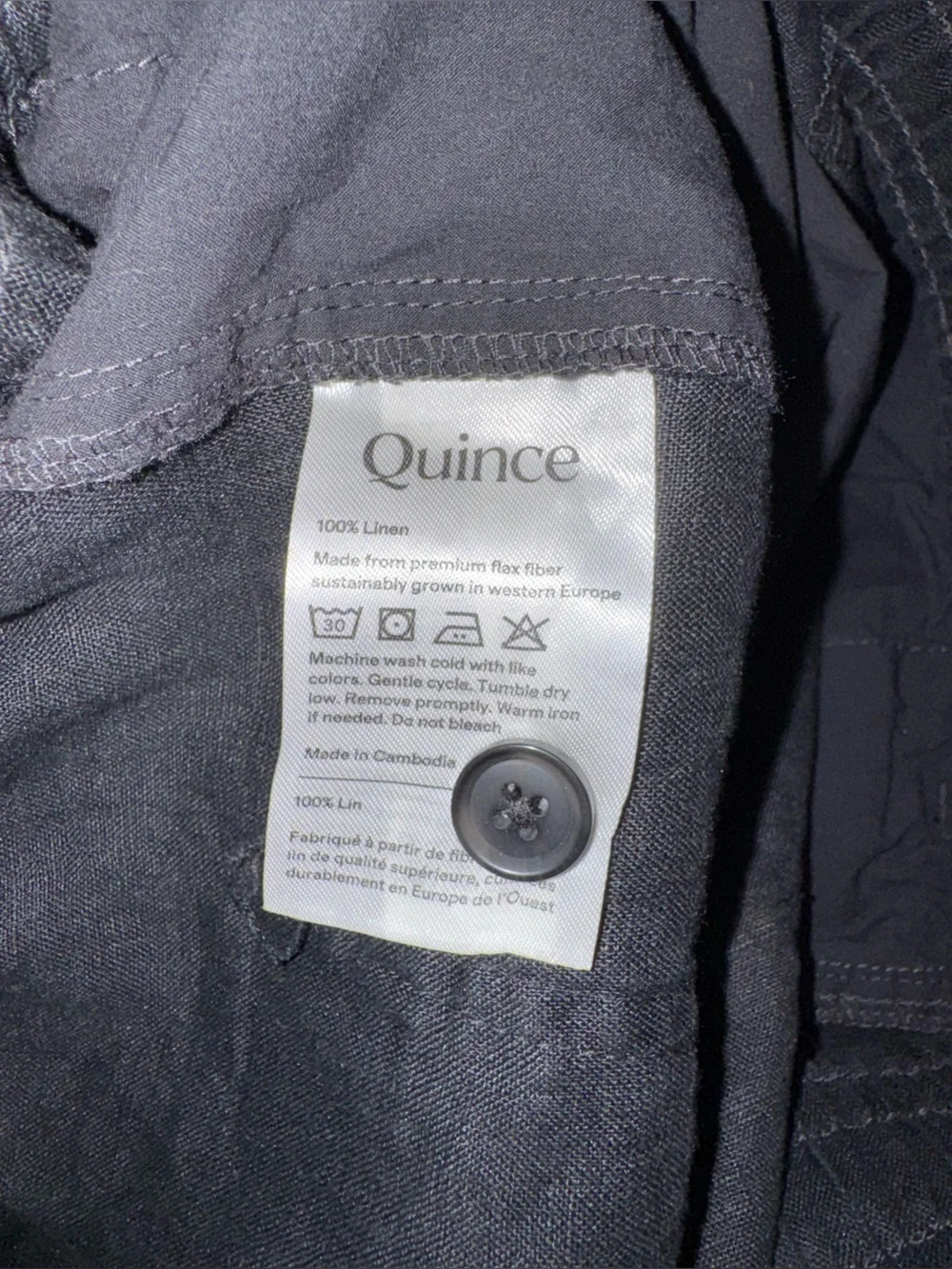 Quince European linen black drawstring beach pants size small like new
